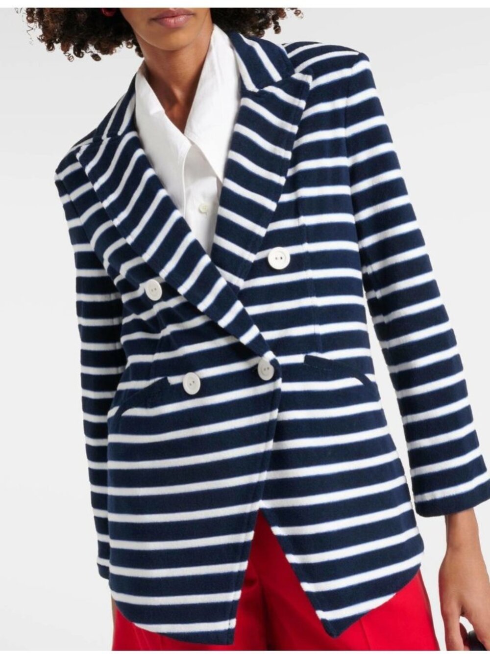 Veronica Beard Ortiz striped cotton-blend terry blazer